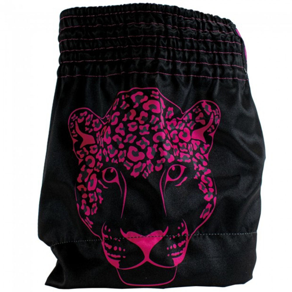 SUPER PRO (THAI)BOXING SHORTS KIDS LEOPARD BLACK/PINK