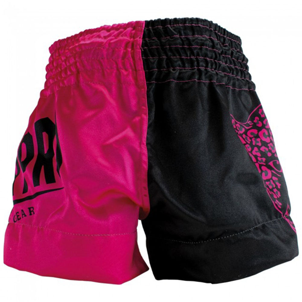 SUPER PRO (THAI)BOXING SHORTS KIDS LEOPARD BLACK/PINK