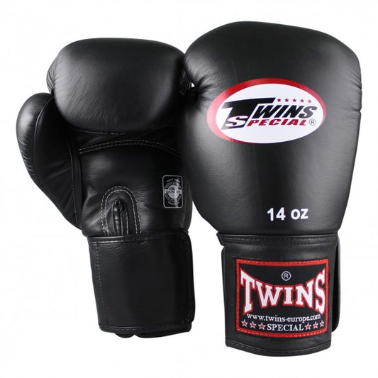 Twins Boxhandschuhe BGVF kurzer Klettverschluss Leder schwarz