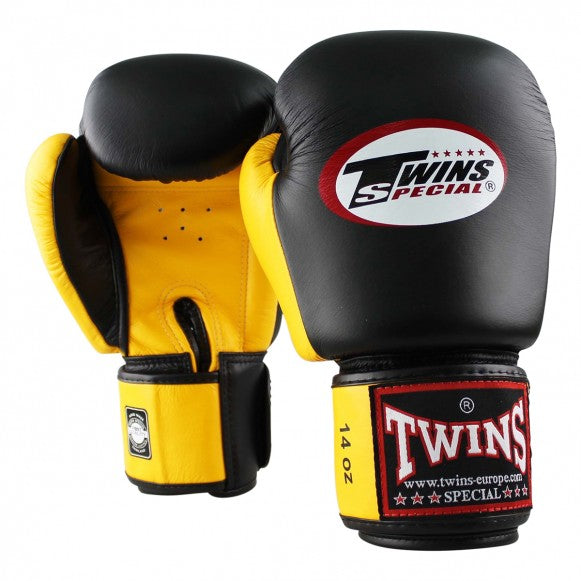 Twins Boxhandschuhe BGVL 3 Leder Schwarz Gelb