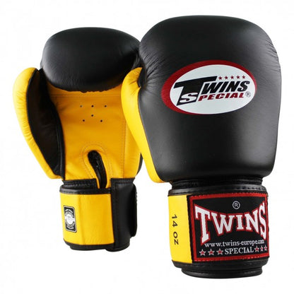 Twins Boxhandschuhe BGVL 3 Leder Schwarz Gelb