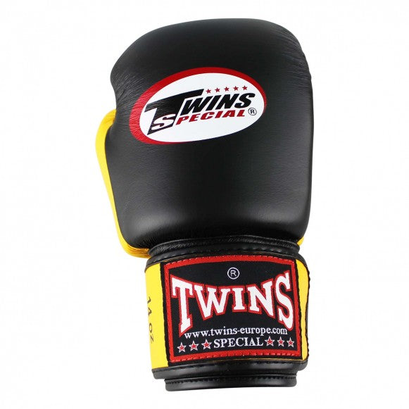 Twins Boxhandschuhe BGVL 3 Leder Schwarz Gelb