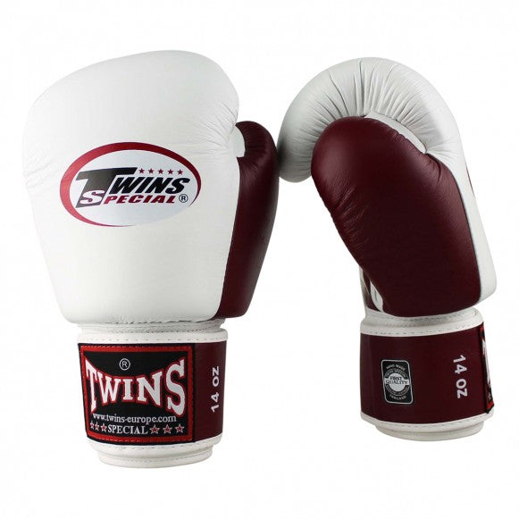 Twins Boxhandschuhe BGVL 3 Leder Weiß Weinrot