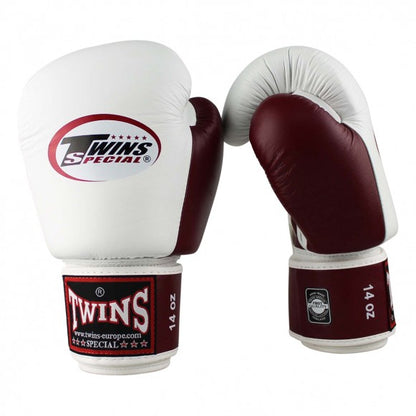 Twins Boxhandschuhe BGVL 3 Leder Weiß Weinrot
