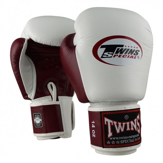 Twins Boxhandschuhe BGVL 3 Leder Weiß Weinrot