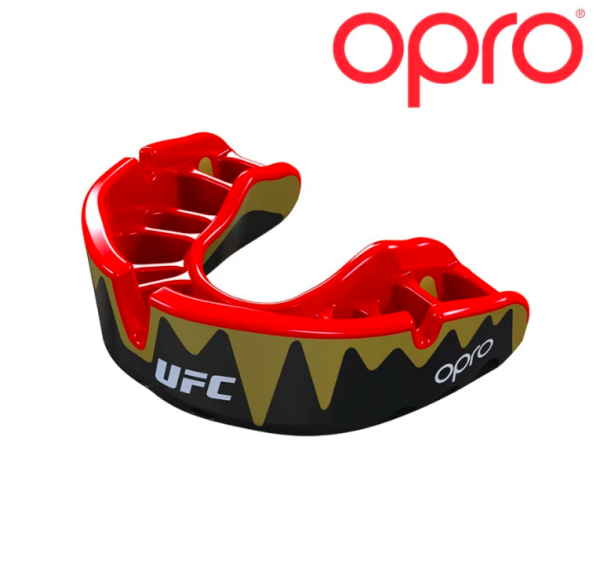 UFC Mundschutz Opro Platin Schwarz Goldl/Rot SENIOR