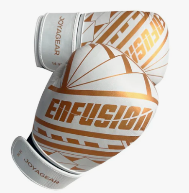 JGXENFUSION TRIBE VELCRO BOXING GLOVES – WHITE/GOLD