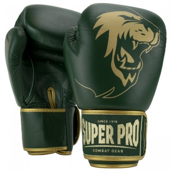 Super Pro Combat Gear Boxhandschuhe Arten | Boxhandschuhe | | Boxhandschuhe Warrior SE Grün/Gold Leder Leder Boxhandschuhe