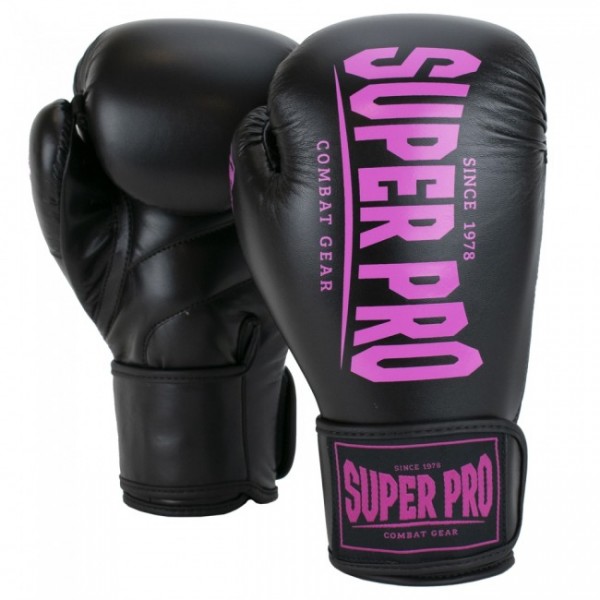 Super Pro Gear Schwarz/Pink | Boxhandschuhe Boxhandschuhe Farbe Combat Boxhandschuhe | Boxhandschuhe Champ Pink/Rosa/Lila 